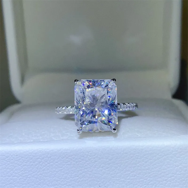 925 Sterling Silver Jewelry 5 Carat Moissanite Zircon 925 Sterling Silver Ring