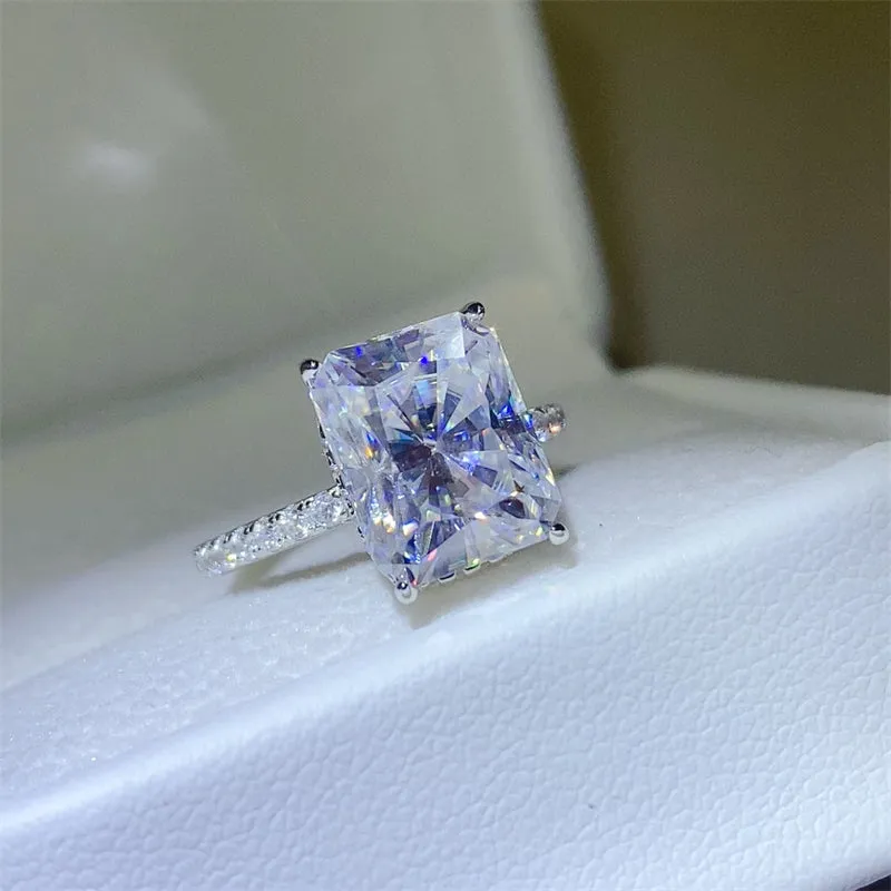 925 Sterling Silver Jewelry 5 Carat Moissanite Zircon 925 Sterling Silver Ring