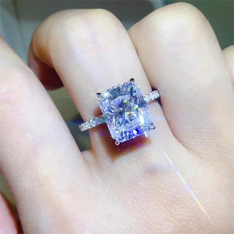 925 Sterling Silver Jewelry 5 Carat Moissanite Zircon 925 Sterling Silver Ring