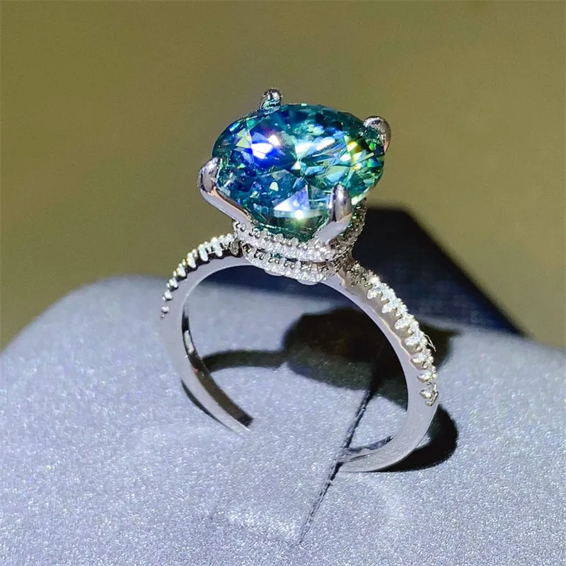 925 Sterling Silver Jewelry 5 Carat Moissanite Zircon 925 Sterling Silver Ring