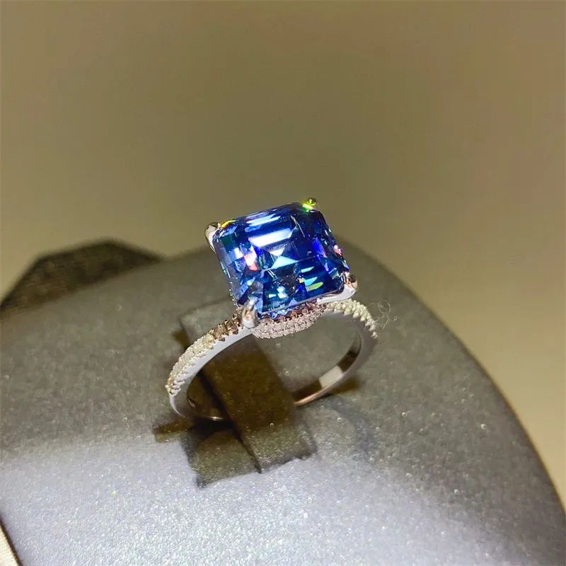 925 Sterling Silver Jewelry 5 Carat Moissanite Zircon 925 Sterling Silver Ring