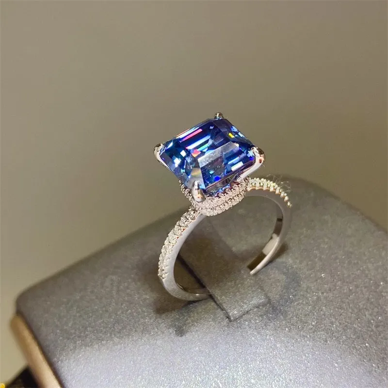 925 Sterling Silver Jewelry 5 Carat Moissanite Zircon 925 Sterling Silver Ring