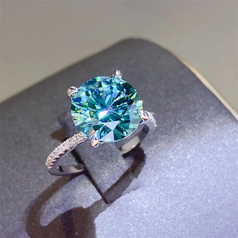 925 Sterling Silver Jewelry 5 Carat Moissanite Zircon 925 Sterling Silver Ring