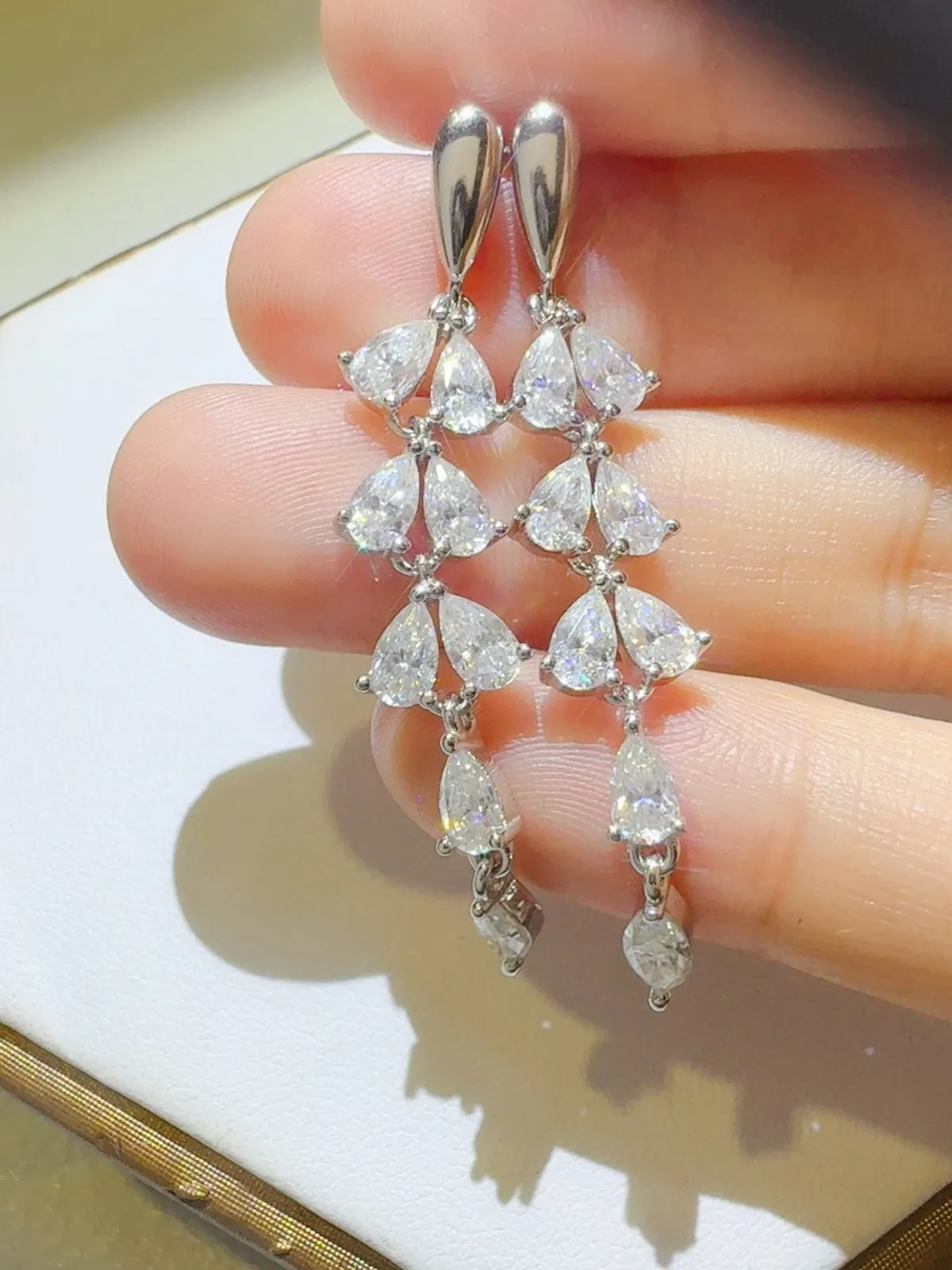 925 Sterling Silver Jewelry 6 Carat Moissanite 925 Sterling Silver Bar Earrings