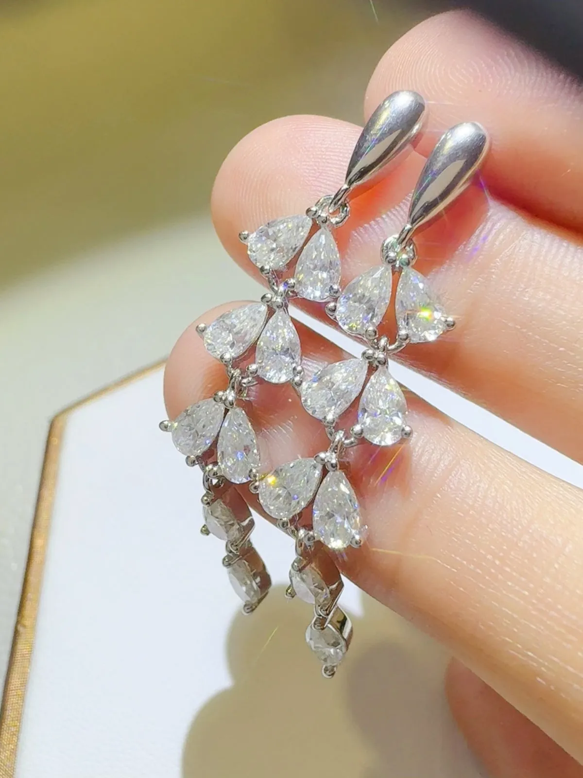 925 Sterling Silver Jewelry 6 Carat Moissanite 925 Sterling Silver Bar Earrings