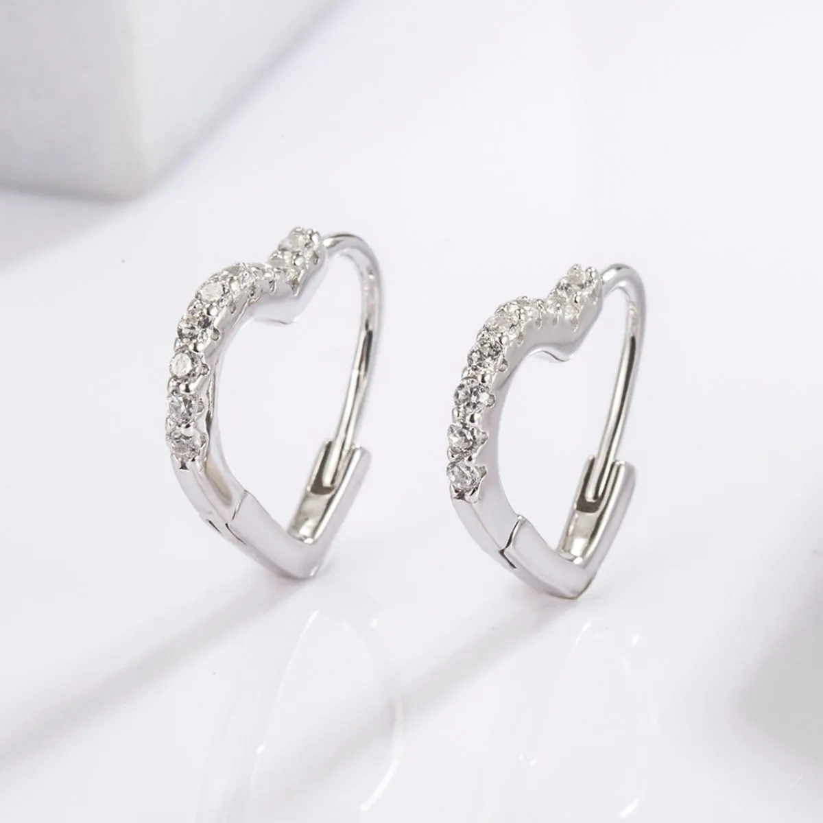 925 Sterling Silver Jewelry 925 Serling Silver Zircon Heart Shape Earrings
