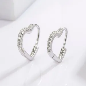 925 Sterling Silver Jewelry 925 Serling Silver Zircon Heart Shape Earrings