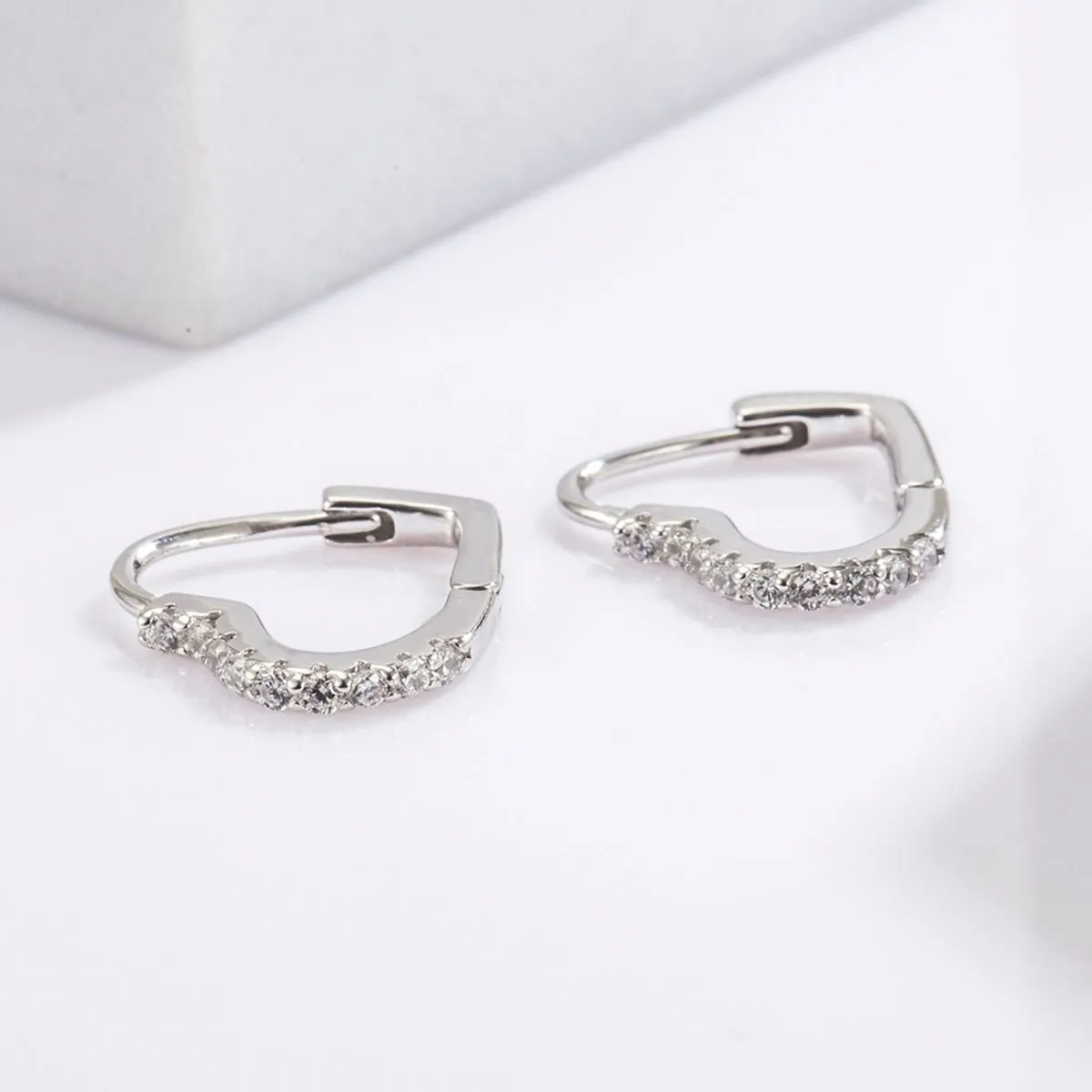 925 Sterling Silver Jewelry 925 Serling Silver Zircon Heart Shape Earrings