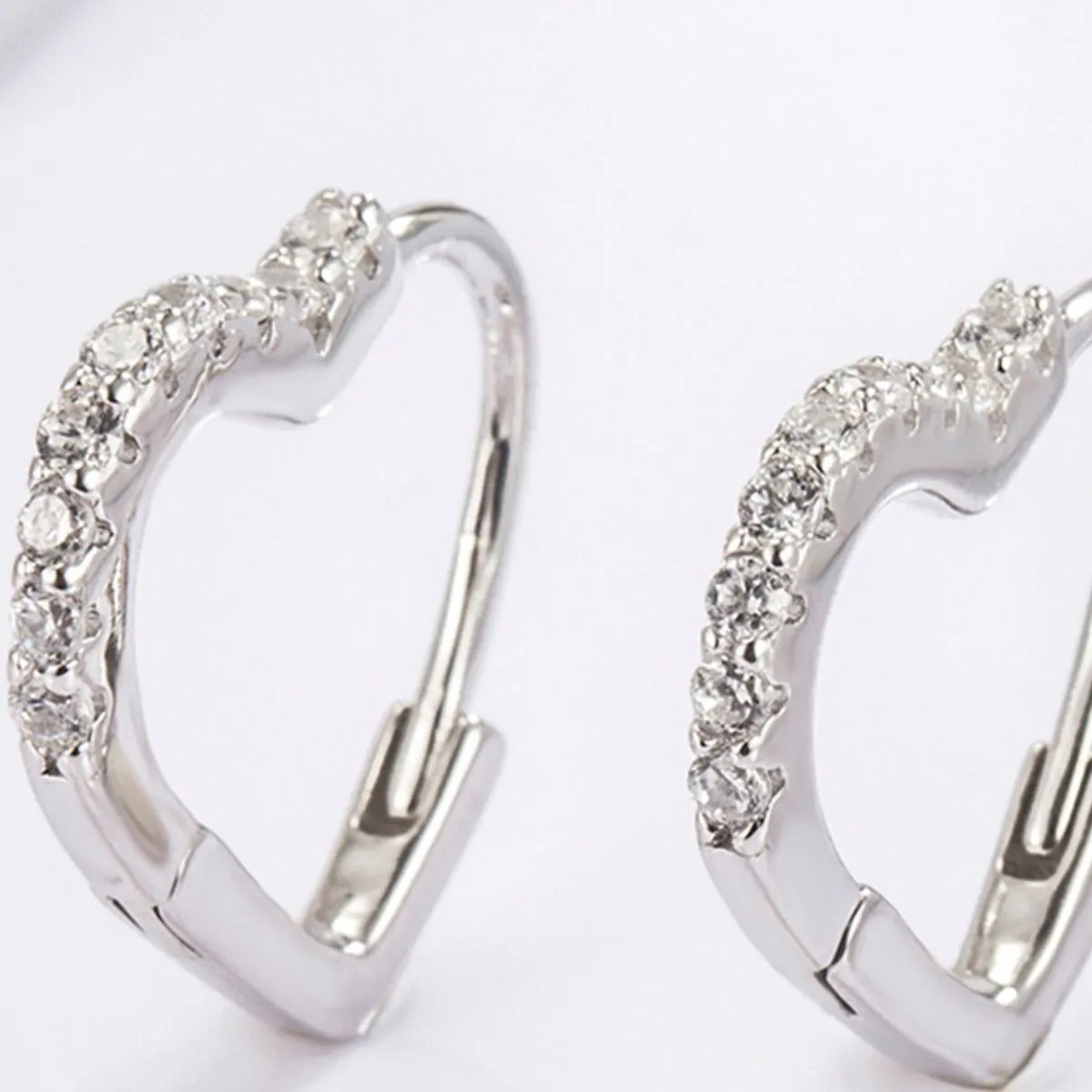 925 Sterling Silver Jewelry 925 Serling Silver Zircon Heart Shape Earrings