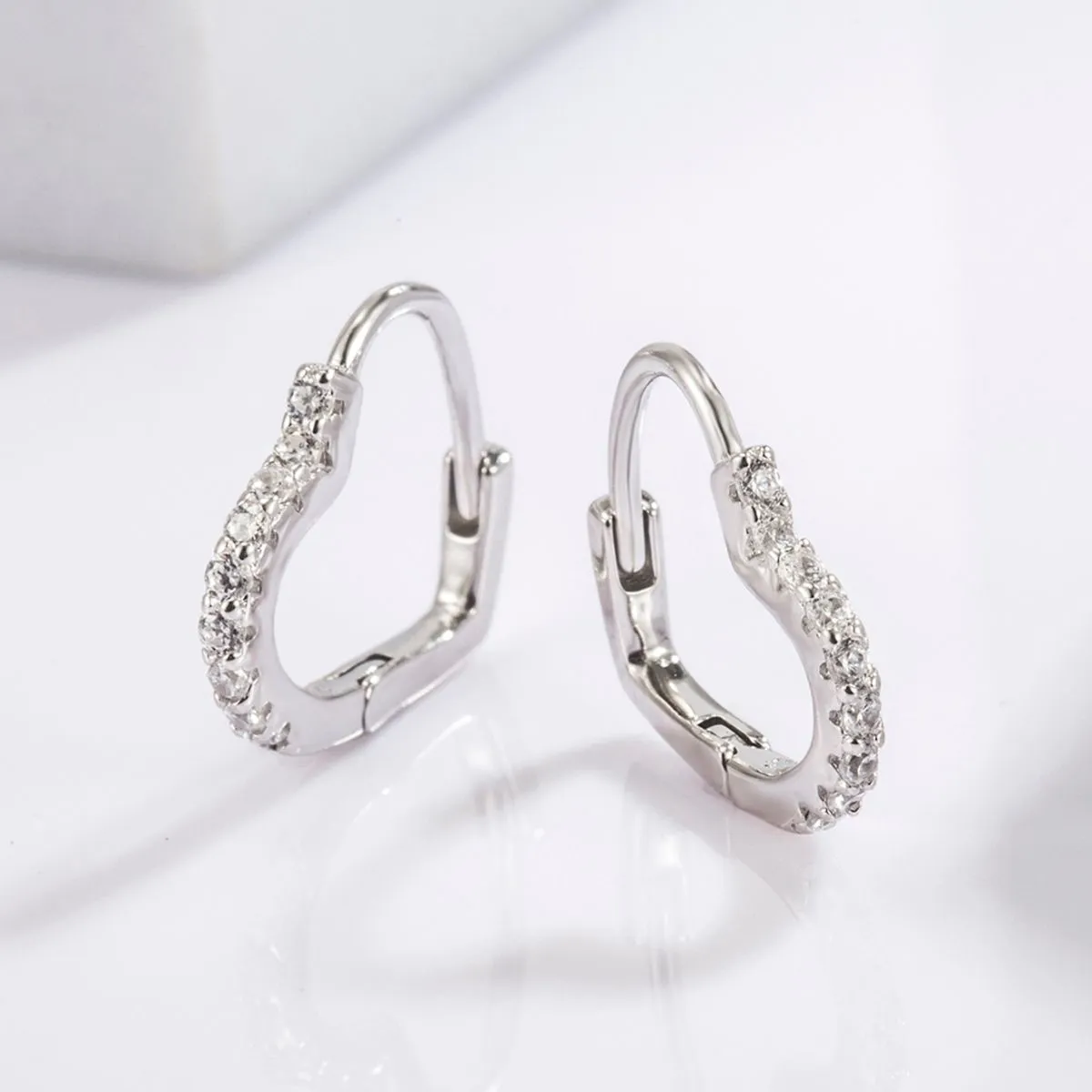 925 Sterling Silver Jewelry 925 Serling Silver Zircon Heart Shape Earrings
