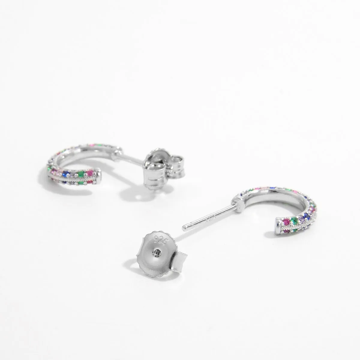 925 Sterling Silver Jewelry 925 Sterling Silver Contrast Zircon Earrings