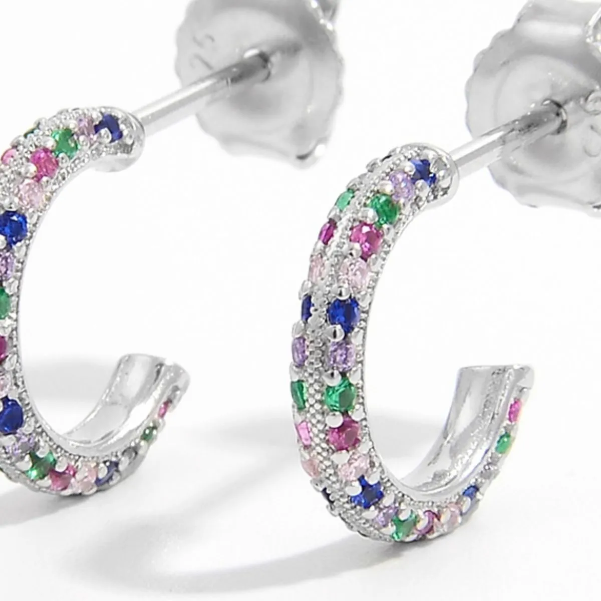 925 Sterling Silver Jewelry 925 Sterling Silver Contrast Zircon Earrings