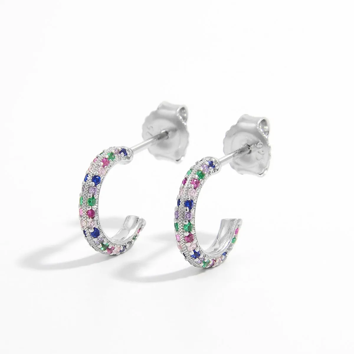 925 Sterling Silver Jewelry 925 Sterling Silver Contrast Zircon Earrings