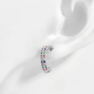 925 Sterling Silver Jewelry 925 Sterling Silver Contrast Zircon Earrings