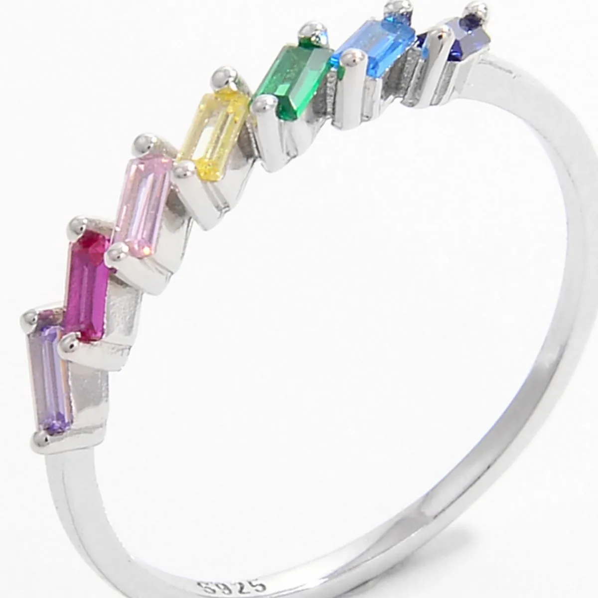 925 Sterling Silver Jewelry 925 Sterling Silver Contrast Zircon Ring