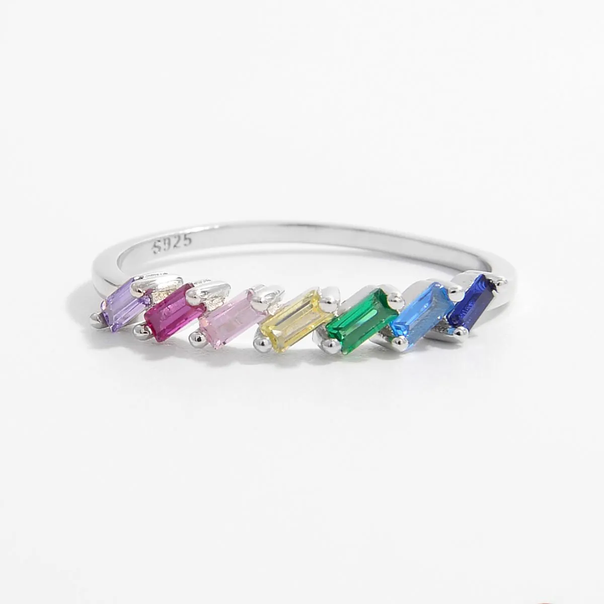 925 Sterling Silver Jewelry 925 Sterling Silver Contrast Zircon Ring