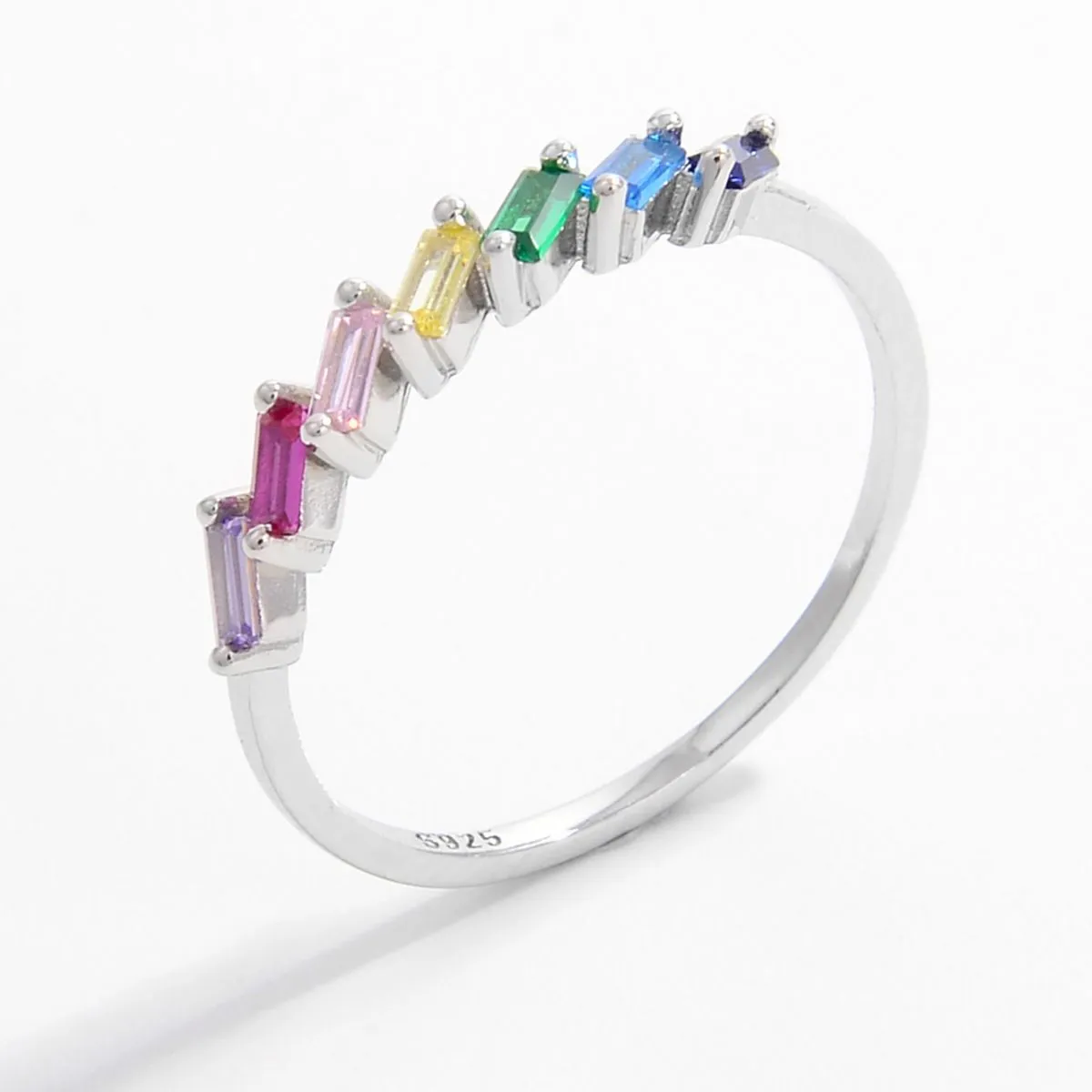 925 Sterling Silver Jewelry 925 Sterling Silver Contrast Zircon Ring