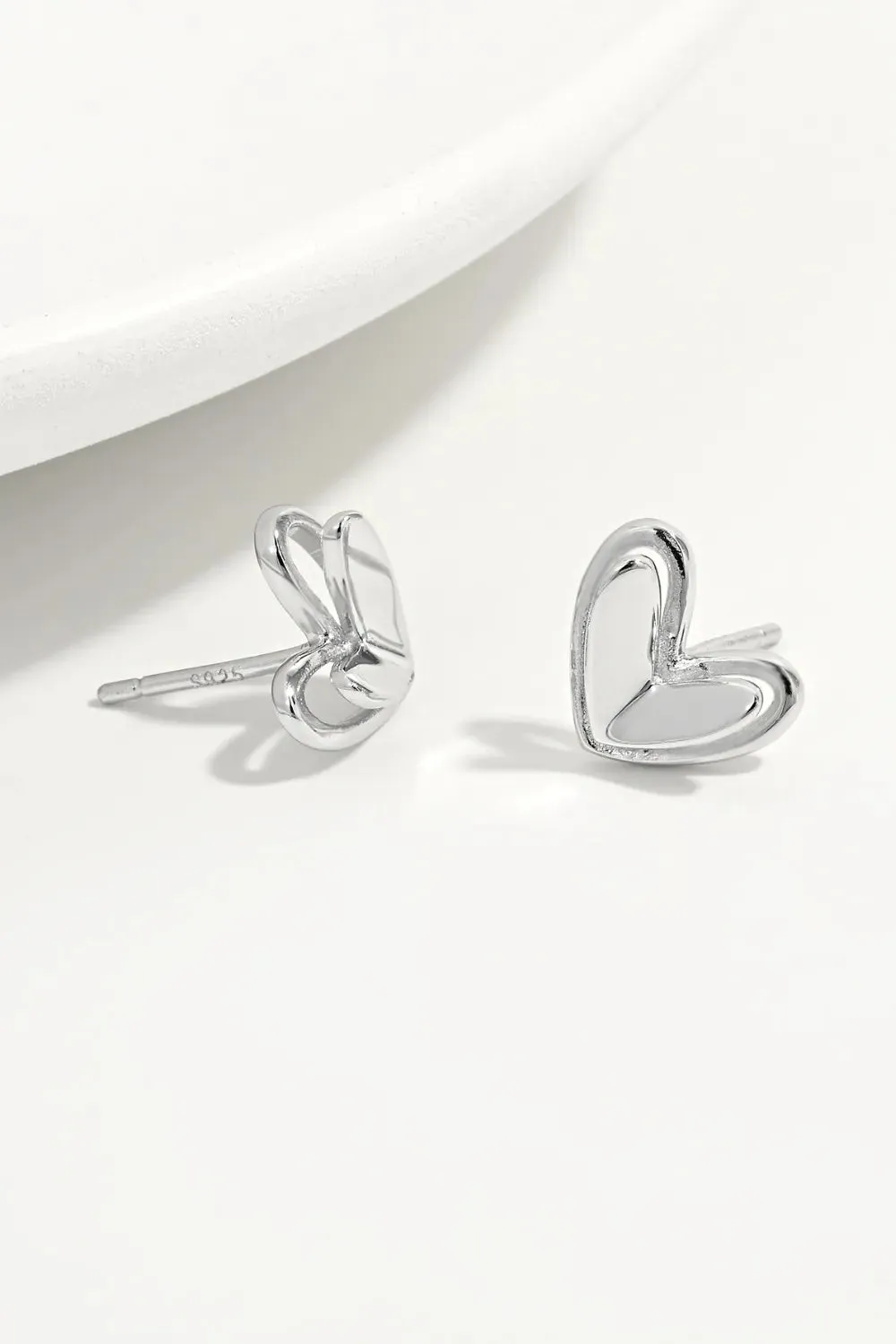 925 Sterling Silver Jewelry 925 Sterling Silver Heart Stud Earrings