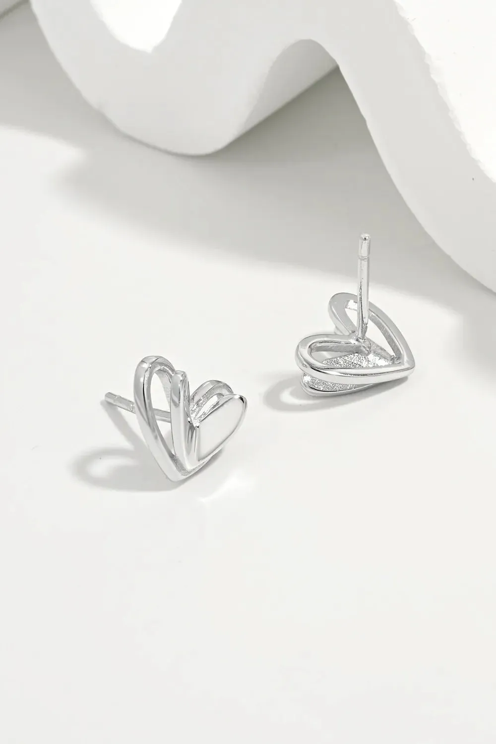 925 Sterling Silver Jewelry 925 Sterling Silver Heart Stud Earrings