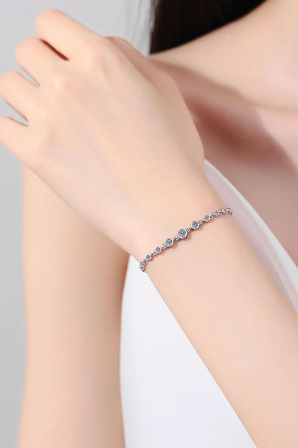 925 Sterling Silver Jewelry 925 Sterling Silver Inlaid Moissanite Bracelet