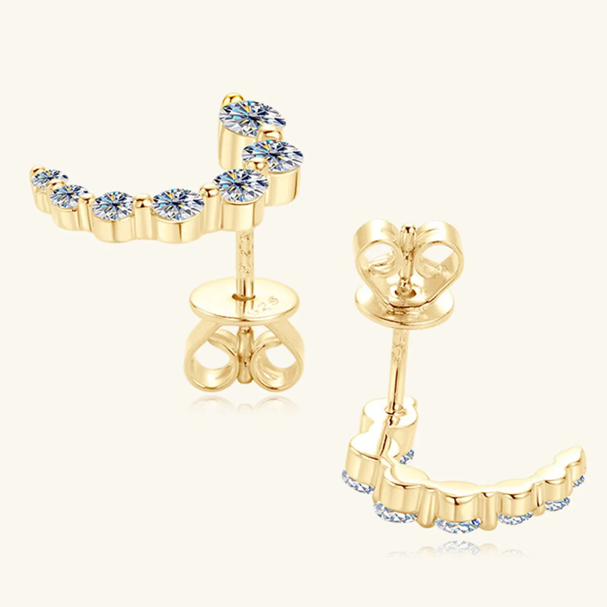 925 Sterling Silver Jewelry 925 Sterling Silver Inlaid Moissanite Stud Earrings