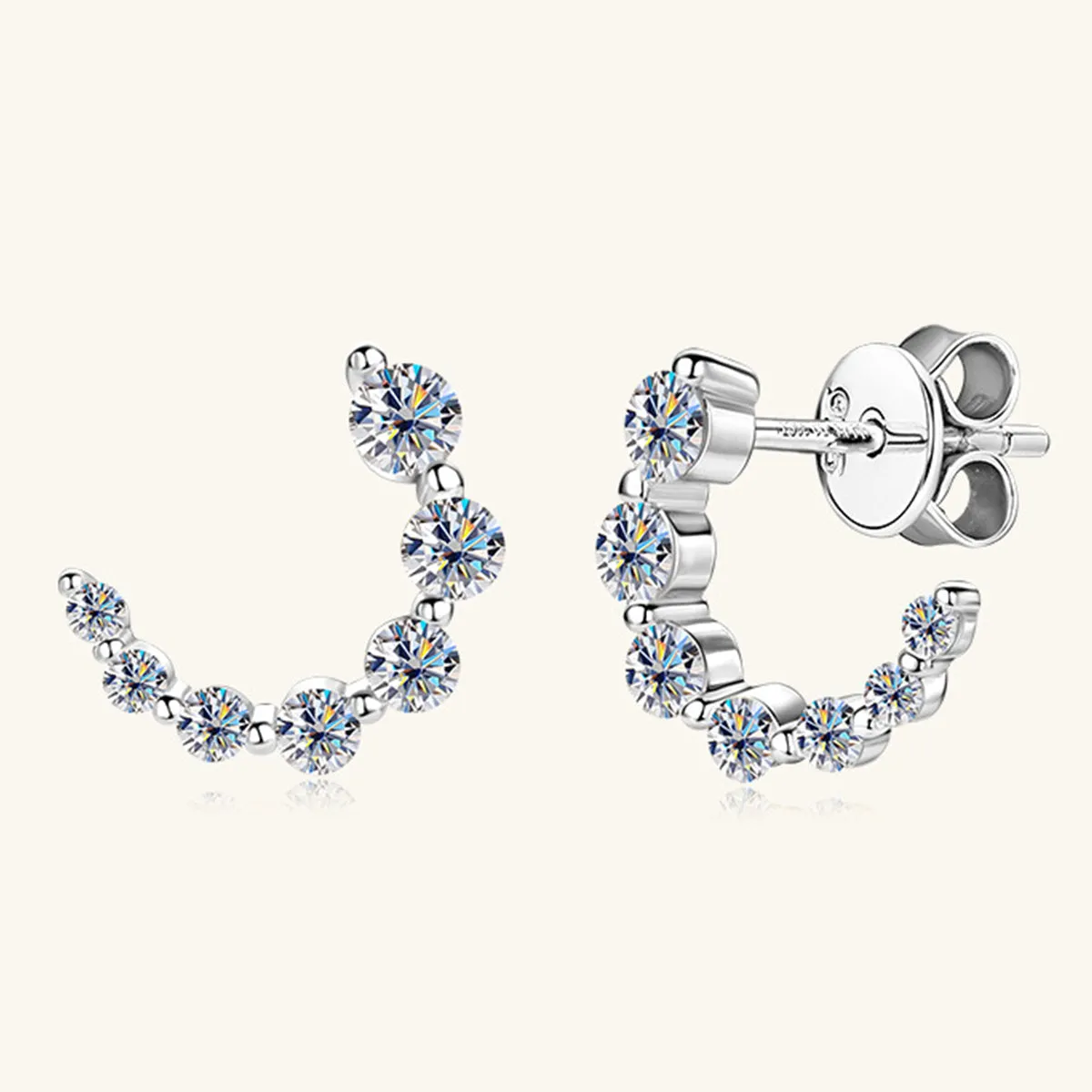 925 Sterling Silver Jewelry 925 Sterling Silver Inlaid Moissanite Stud Earrings