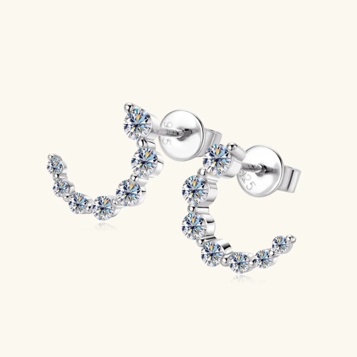 925 Sterling Silver Jewelry 925 Sterling Silver Inlaid Moissanite Stud Earrings