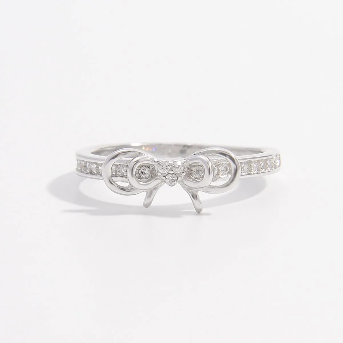 925 Sterling Silver Jewelry 925 Sterling Silver Inlaid Zircon Bow Ring