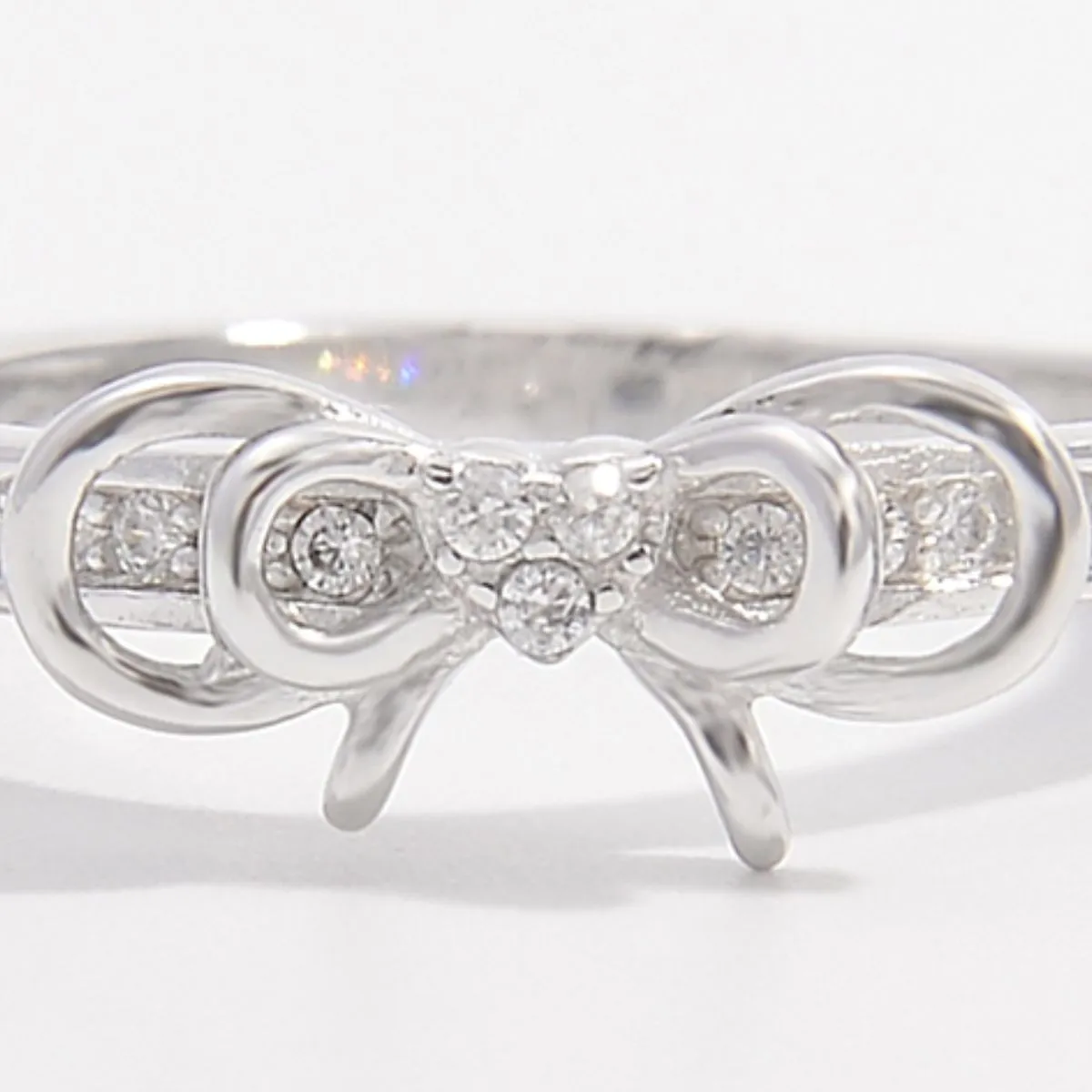 925 Sterling Silver Jewelry 925 Sterling Silver Inlaid Zircon Bow Ring
