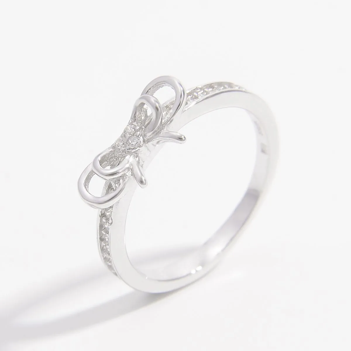 925 Sterling Silver Jewelry 925 Sterling Silver Inlaid Zircon Bow Ring