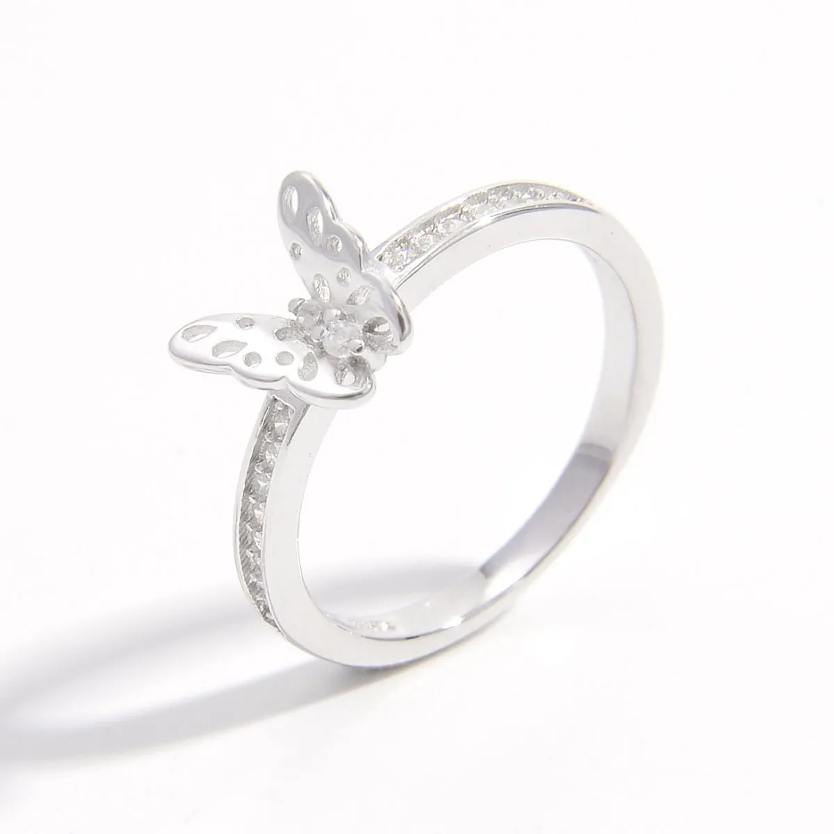 925 Sterling Silver Jewelry 925 Sterling Silver Inlaid Zircon Butterfly Ring