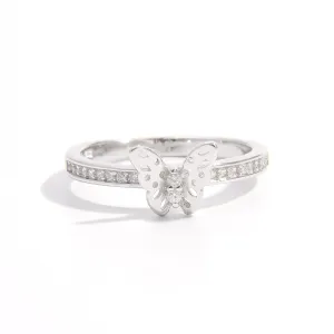 925 Sterling Silver Jewelry 925 Sterling Silver Inlaid Zircon Butterfly Ring