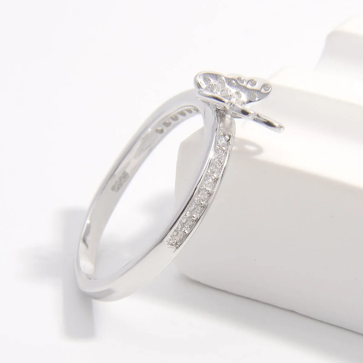 925 Sterling Silver Jewelry 925 Sterling Silver Inlaid Zircon Butterfly Ring