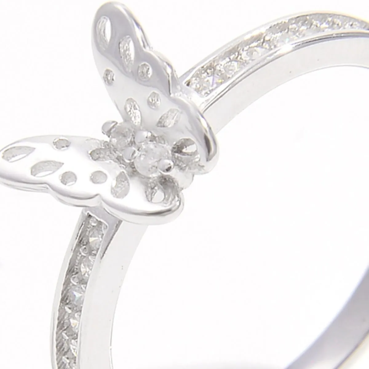 925 Sterling Silver Jewelry 925 Sterling Silver Inlaid Zircon Butterfly Ring