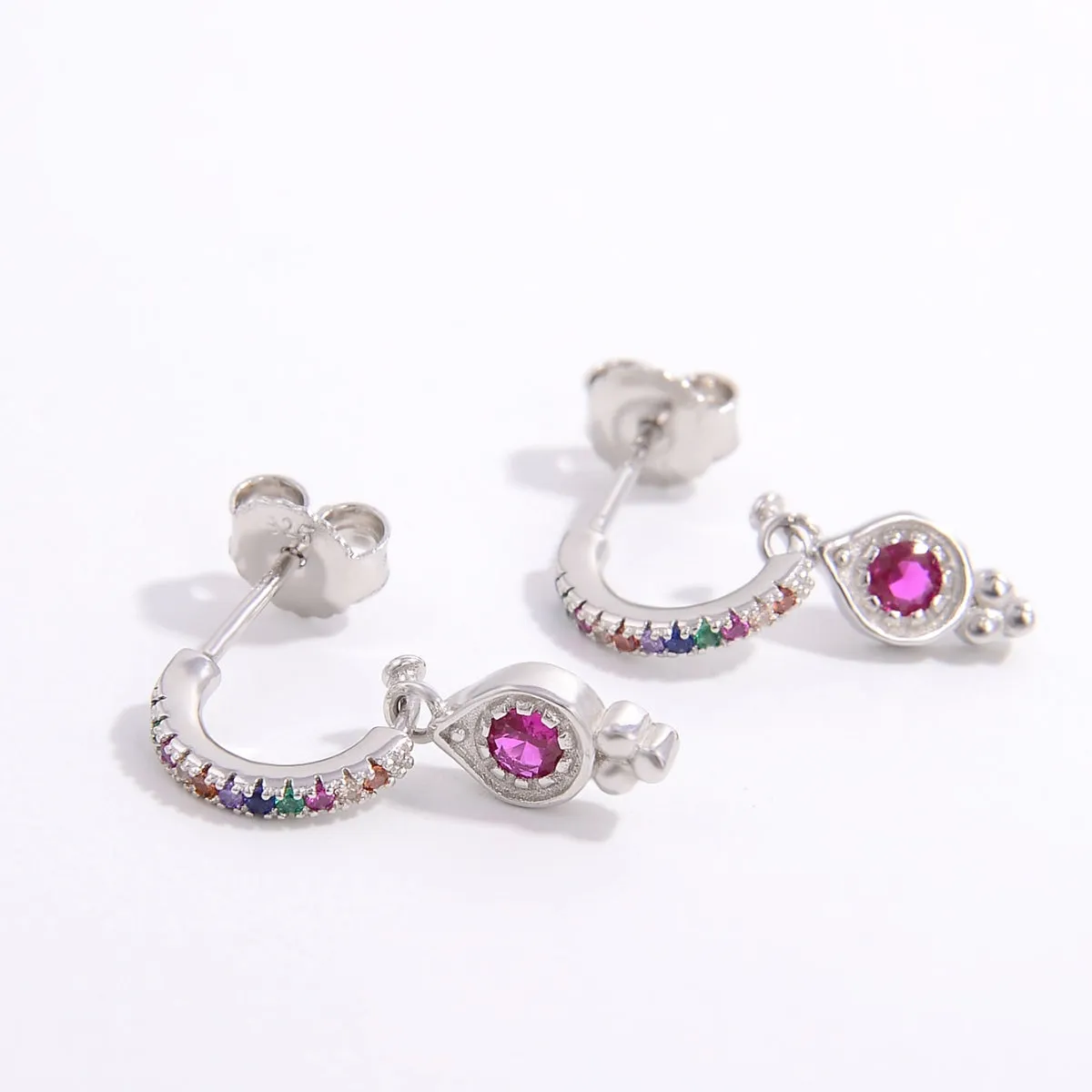 925 Sterling Silver Jewelry 925 Sterling Silver Inlaid Zircon Earrings
