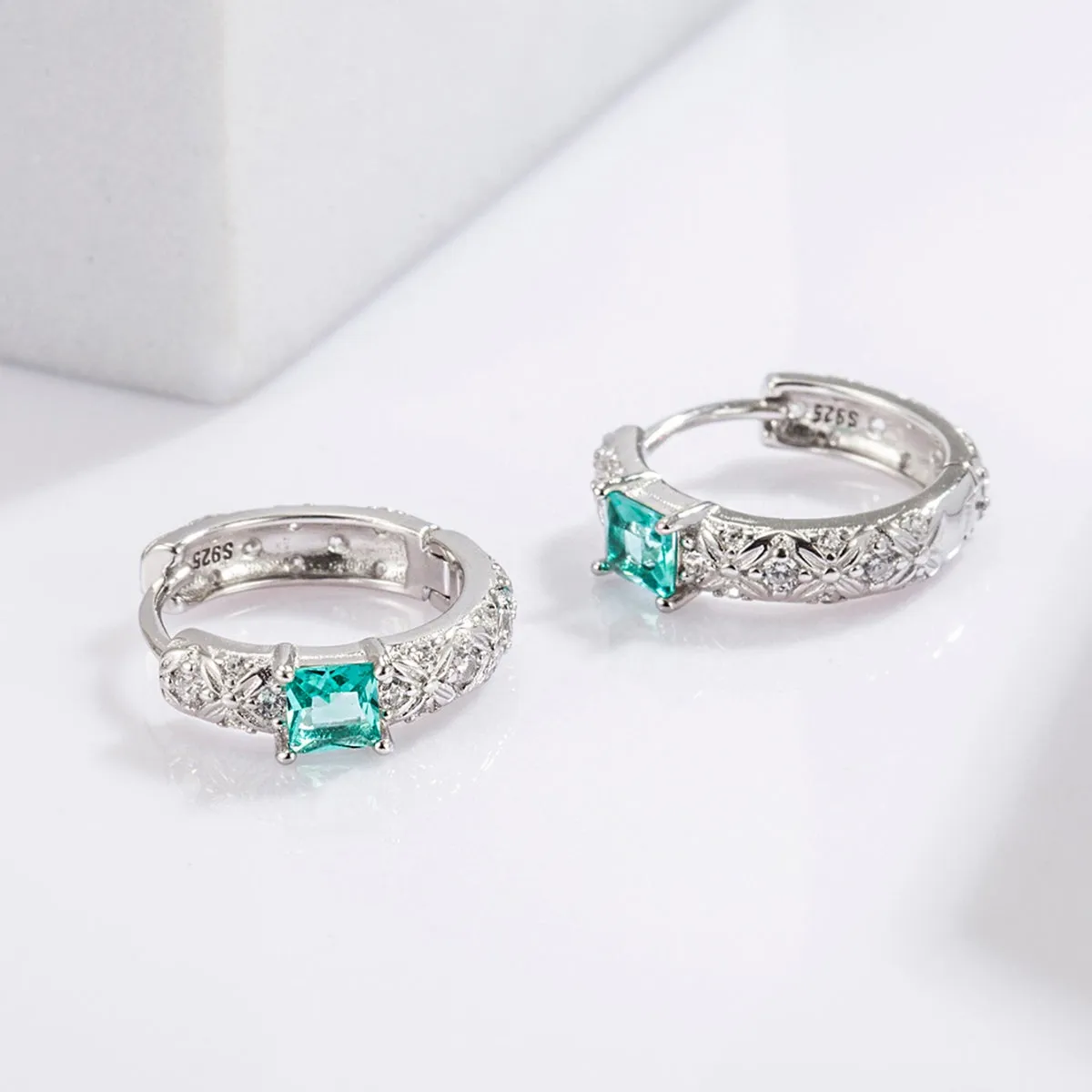 925 Sterling Silver Jewelry 925 Sterling Silver Inlaid Zircon Earrings