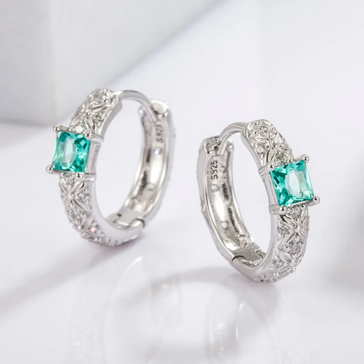 925 Sterling Silver Jewelry 925 Sterling Silver Inlaid Zircon Earrings