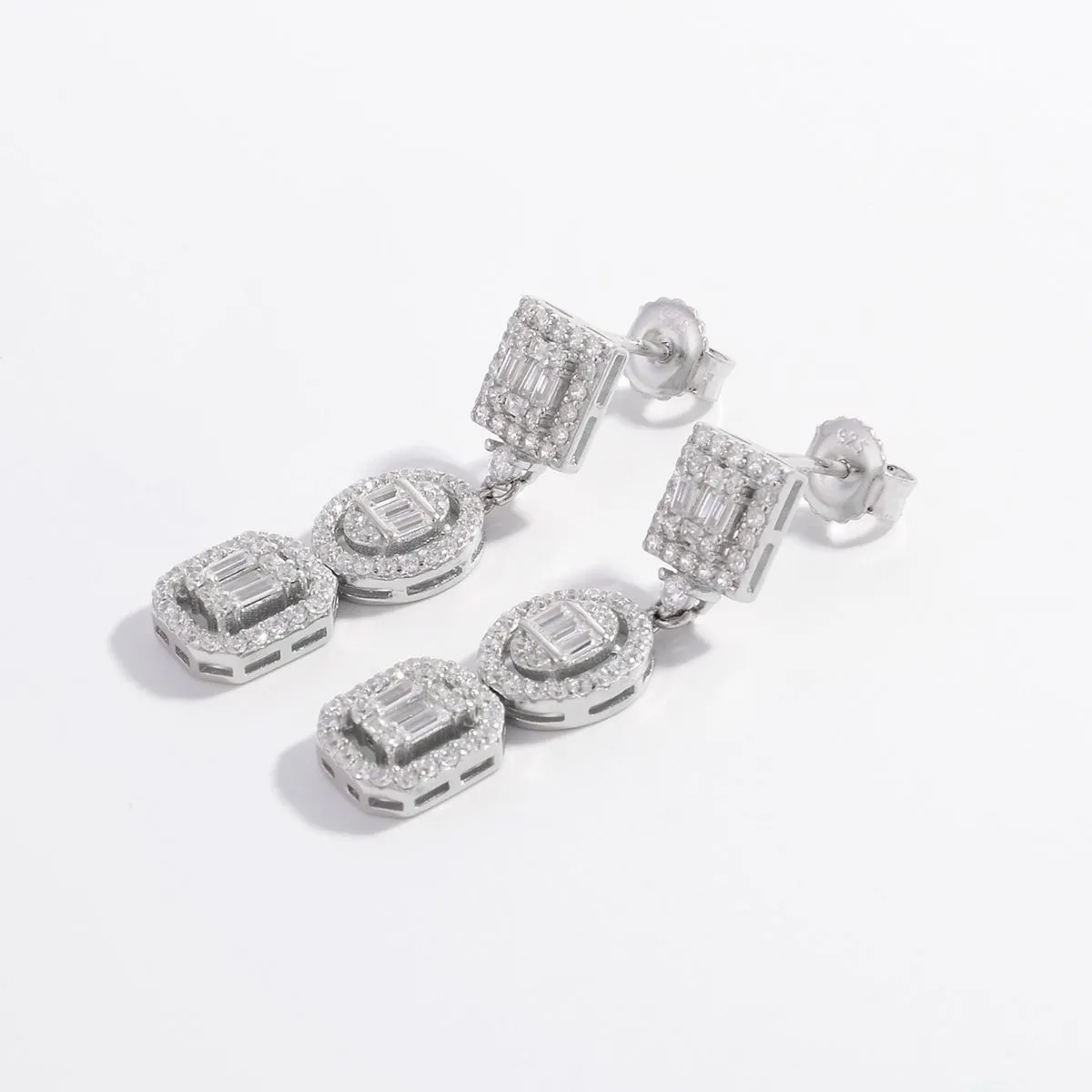 925 Sterling Silver Jewelry 925 Sterling Silver Inlaid Zircon Earrings