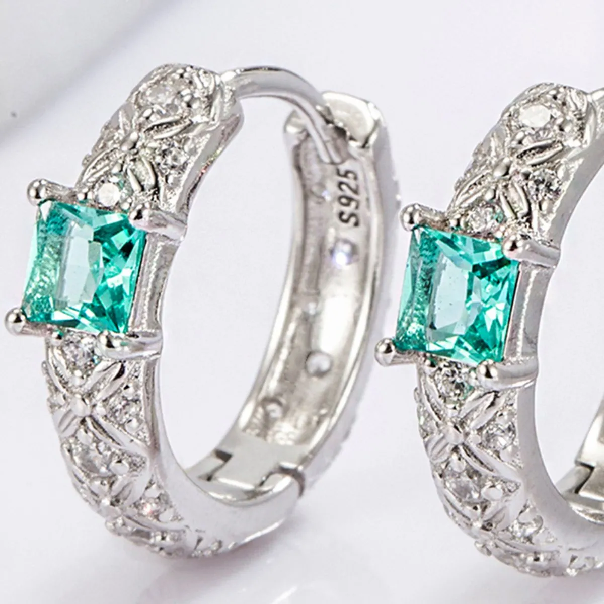 925 Sterling Silver Jewelry 925 Sterling Silver Inlaid Zircon Earrings