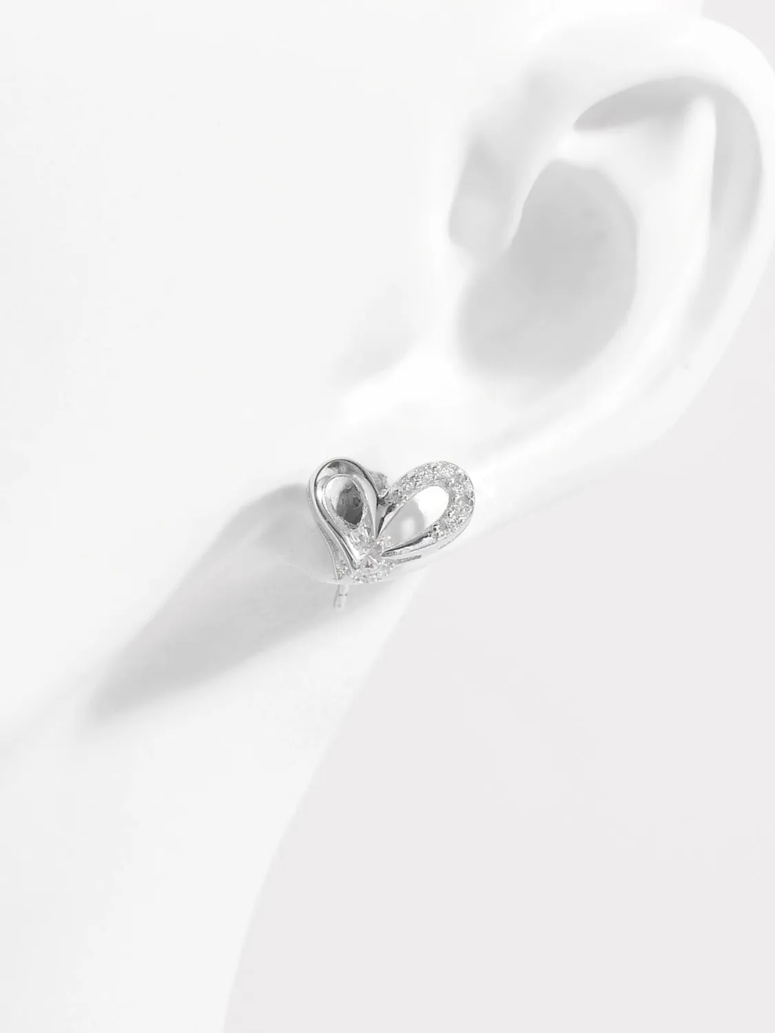 925 Sterling Silver Jewelry 925 Sterling Silver Inlaid Zircon Heart Earrings