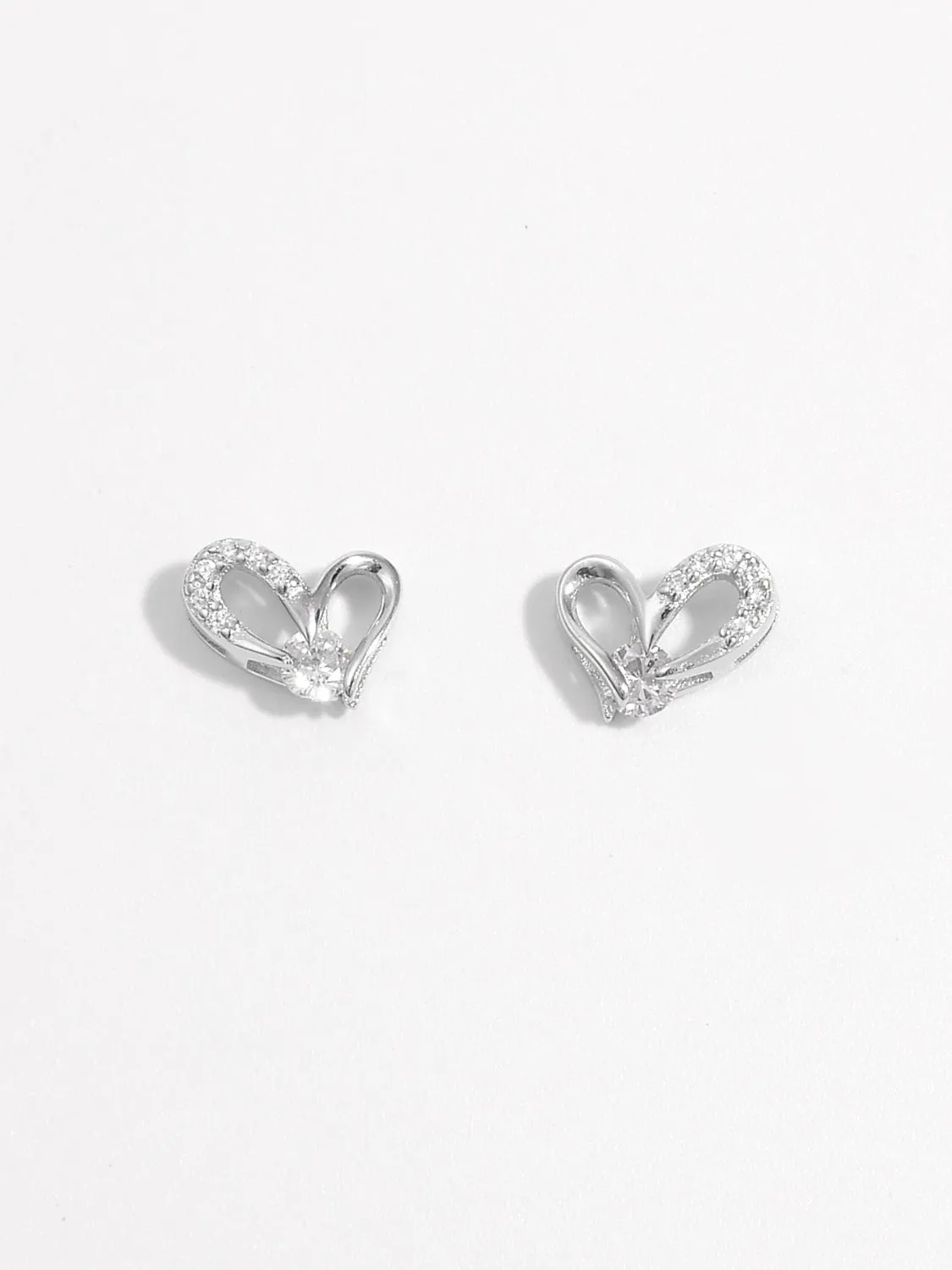 925 Sterling Silver Jewelry 925 Sterling Silver Inlaid Zircon Heart Earrings