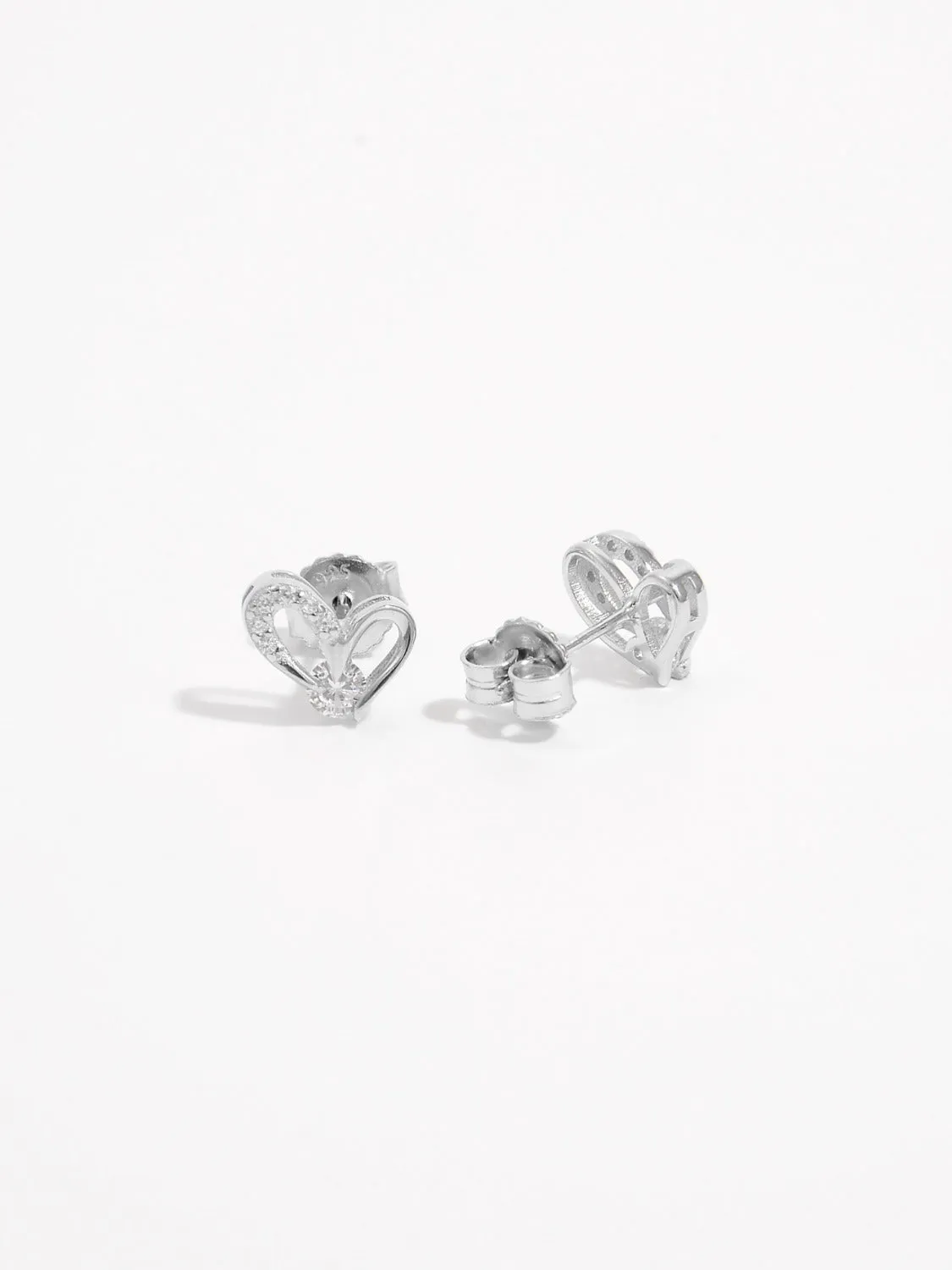 925 Sterling Silver Jewelry 925 Sterling Silver Inlaid Zircon Heart Earrings