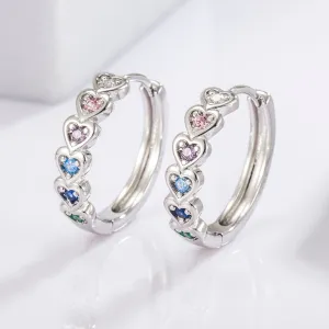 925 Sterling Silver Jewelry 925 Sterling Silver Inlaid Zircon Heart Huggie Earrings