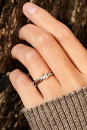925 Sterling Silver Jewelry 925 Sterling silver Inlaid Zircon Heart Open Ring