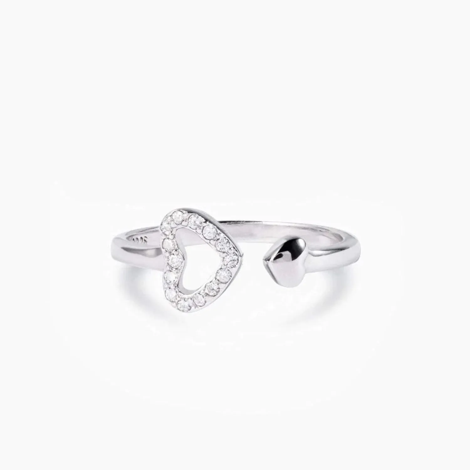 925 Sterling Silver Jewelry 925 Sterling Silver Inlaid Zircon Heart Open Ring