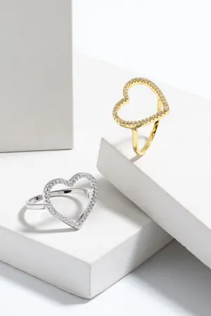 925 Sterling Silver Jewelry 925 Sterling Silver Inlaid Zircon Heart Ring