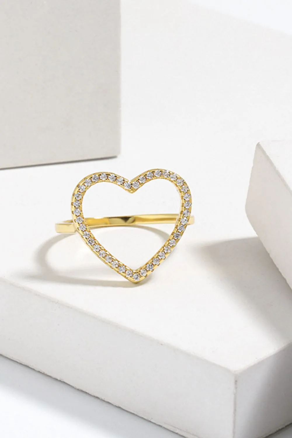 925 Sterling Silver Jewelry 925 Sterling Silver Inlaid Zircon Heart Ring