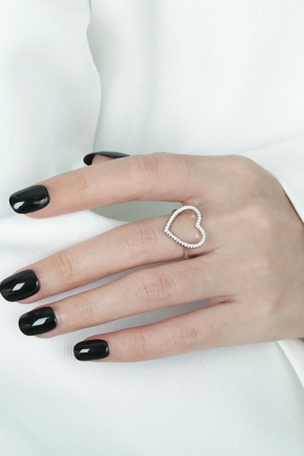 925 Sterling Silver Jewelry 925 Sterling Silver Inlaid Zircon Heart Ring