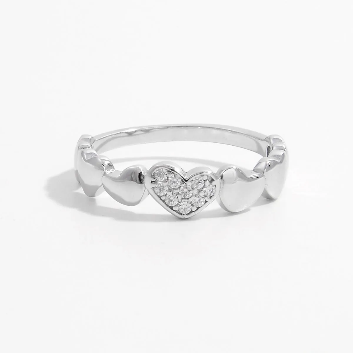 925 Sterling Silver Jewelry 925 Sterling Silver Inlaid Zircon Heart Ring