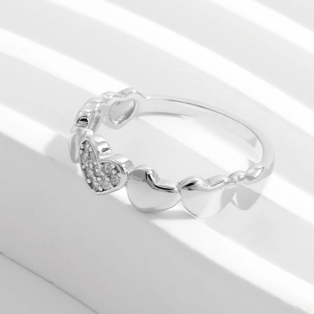 925 Sterling Silver Jewelry 925 Sterling Silver Inlaid Zircon Heart Ring
